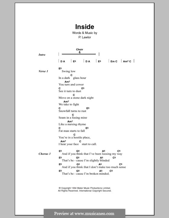 Inside (Stiltskin) by P. Lawlor sheet music on MusicaNeo