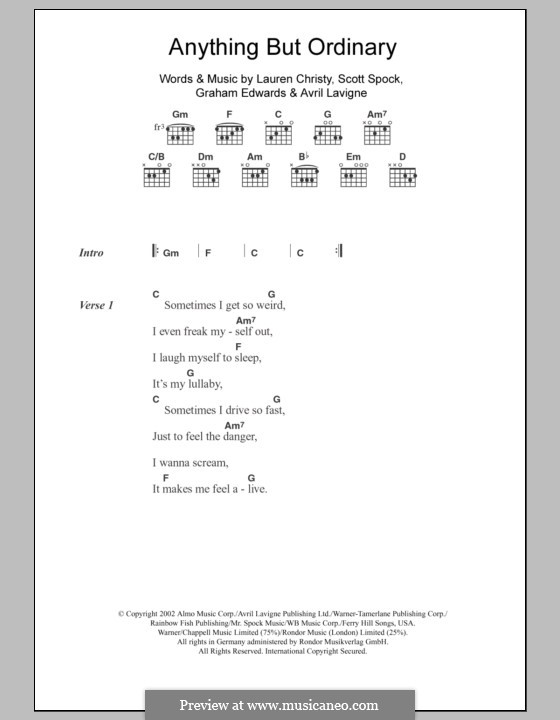 Avril lavigne chords