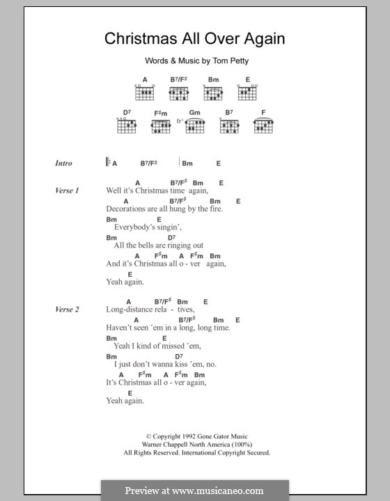 Christmas All Over Again by T. Petty - sheet music on MusicaNeo