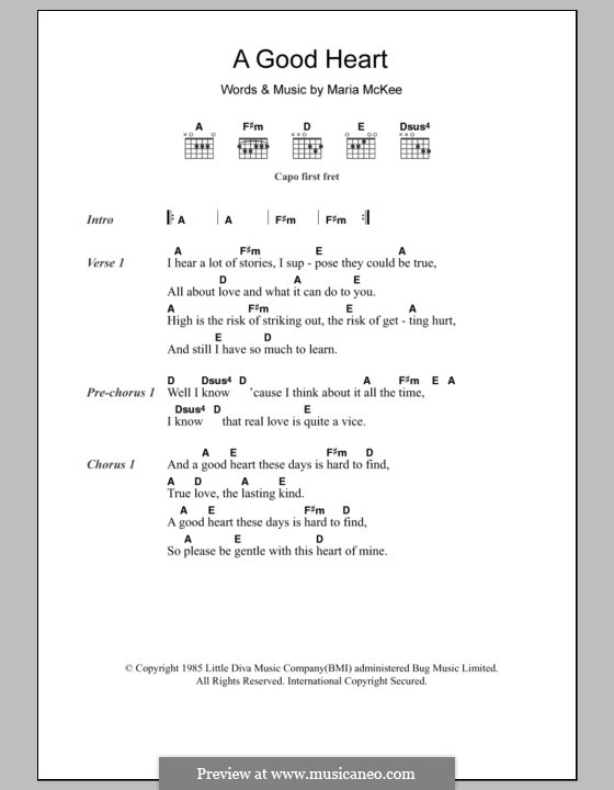 A Good Heart (Feargal Sharkey) by M. McKee - sheet music on MusicaNeo