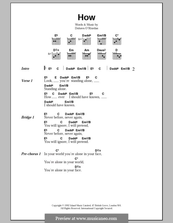 How (The Cranberries) by D. O'Riordan - sheet music on MusicaNeo