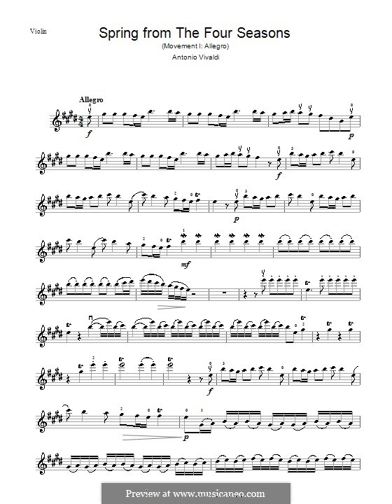 Violin Concerto in E Major 'La (Printable Scores), RV 269 (Il dell'armonia e dell'inventione, Op.8) by A. Vivaldi MusicaNeo