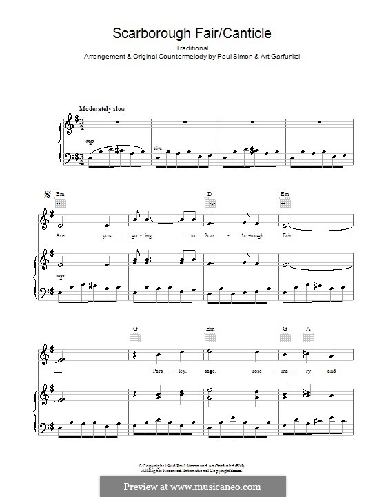 Scarborough Fair / Canticle by folklore - sheet music on MusicaNeo