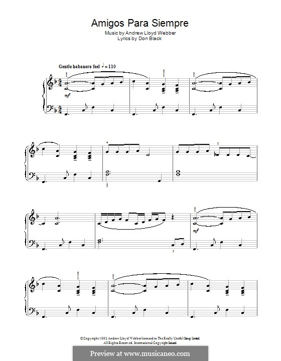 Andrew Lloyd Webber Amigos Para Siempre (Friends for Life) Sheet Music in  F Major (transposable) - Download & Print - SKU: MN0144096