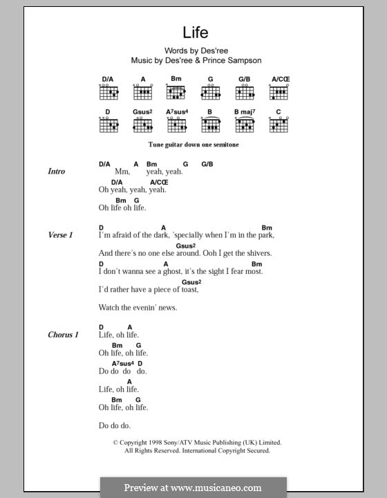 Life by Des'ree, P. Sampson - sheet music on MusicaNeo