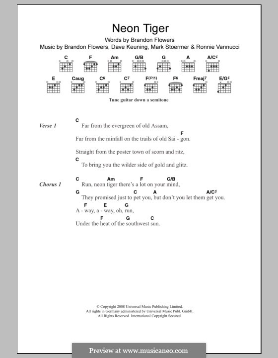 Neon Tiger (The Killers) by B. Flowers, D. Keuning, M. Stoermer, R ...