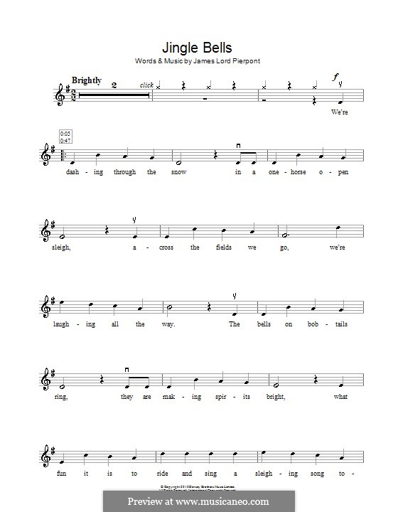 Jingle Bells (Printable scores) by J.L. Pierpont - sheet music on MusicaNeo