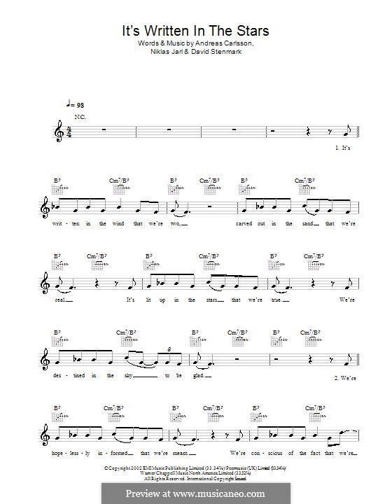 It's Written in the Stars by P. Weller, S. Dine - sheet music on MusicaNeo