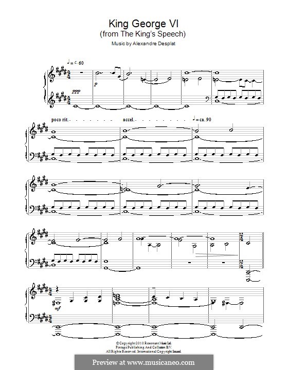 king's speech piano sheet music