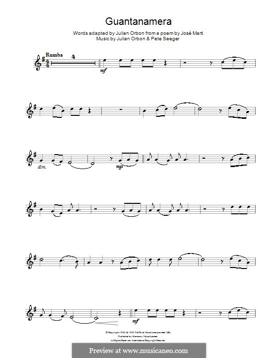 Guantanamera by P. Seeger - sheet music on MusicaNeo