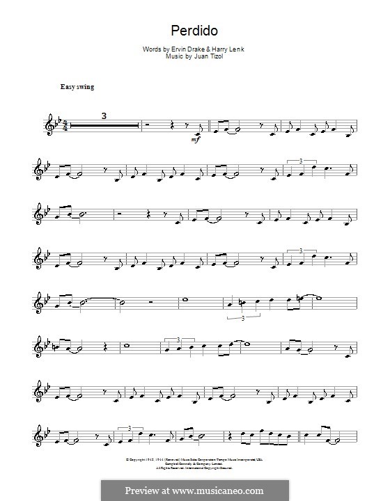 Perdido (Duke Ellington) by J. Tizol - sheet music on MusicaNeo