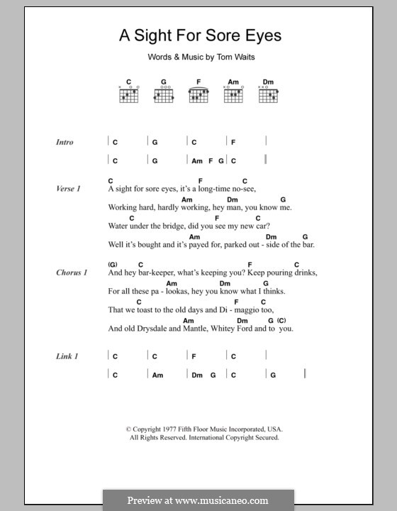 A Sight for Sore Eyes by T. Waits - sheet music on MusicaNeo