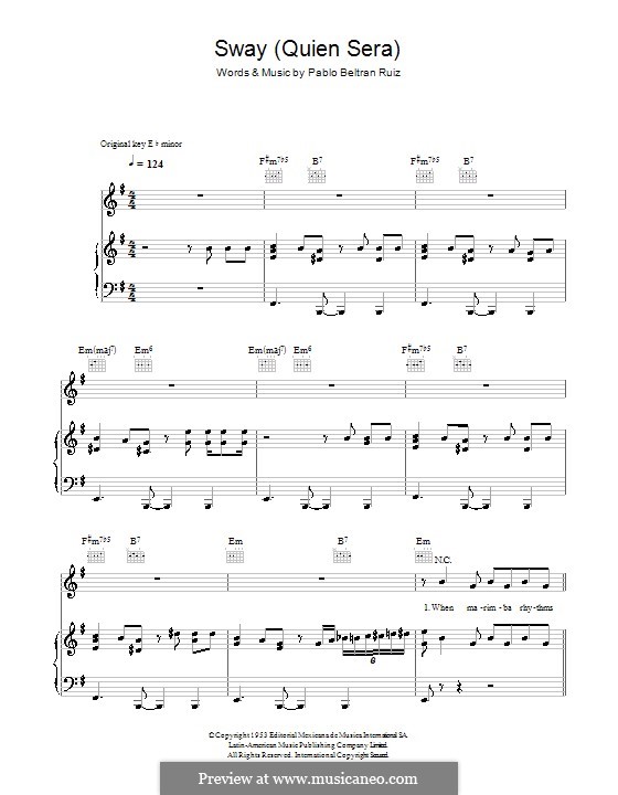 Sway (Quien Sera) by P.B. Ruiz - sheet music on MusicaNeo