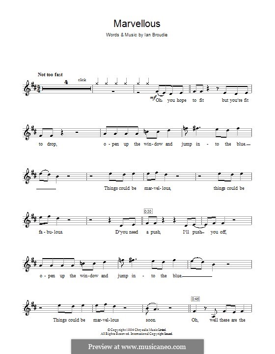 Marvellous (The Lightning Seeds) by I. Broudie - sheet music on MusicaNeo