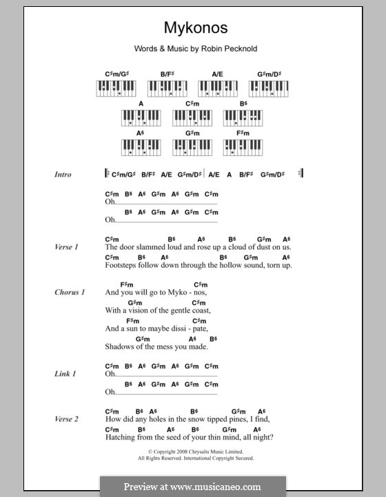 Mykonos (Fleet Foxes) by R. Pecknold - sheet music on MusicaNeo