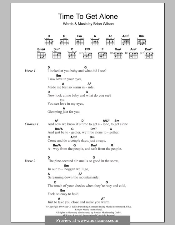 Time to Get Alone (The Beach Boys) by B. Wilson - sheet music on MusicaNeo