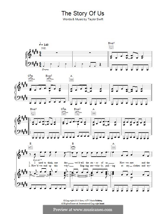 The Story Of Us By T. Swift - Sheet Music On Musicaneo