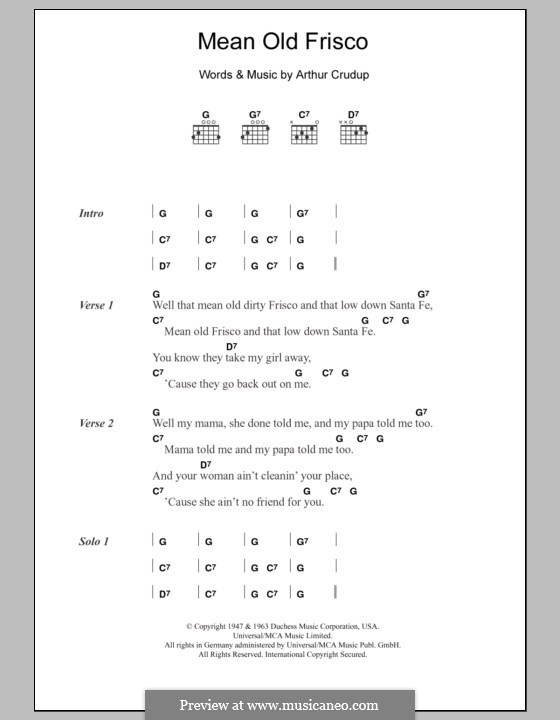 guitar chords to mean