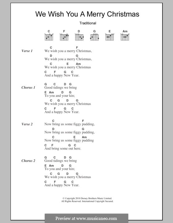 We Wish You a Merry Christmas (Printable Scores) by folklore on MusicaNeo