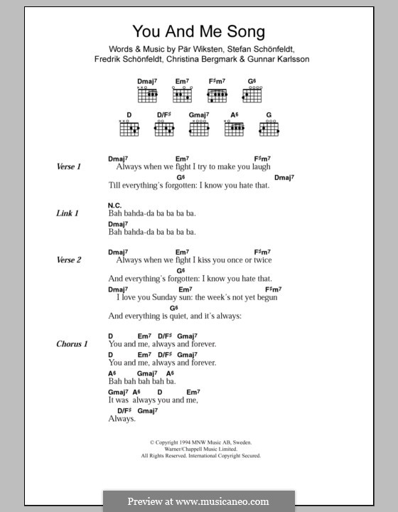 You and Me Song (The Wannadies) by C. Bergmark, F. Schönfeldt, G ...