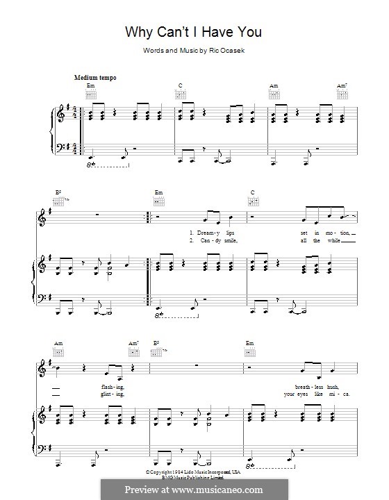 Why Can't I Have You (The Cars) by R. Ocasek - sheet music on MusicaNeo