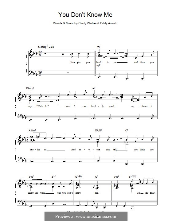 You Don't Know Me by C. Walker, E. Arnold - sheet music on MusicaNeo