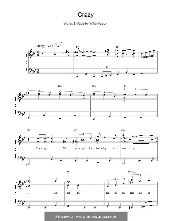 Crazy (Patsy Cline) By W. Nelson - Sheet Music On MusicaNeo