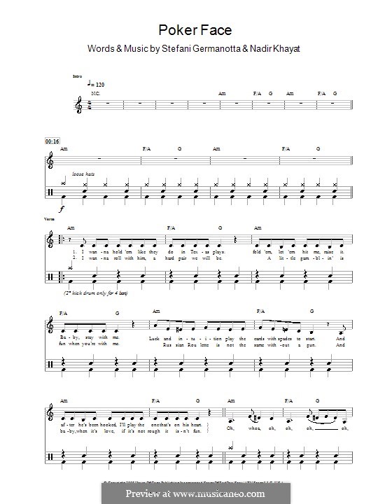 Poker face chords and lyrics