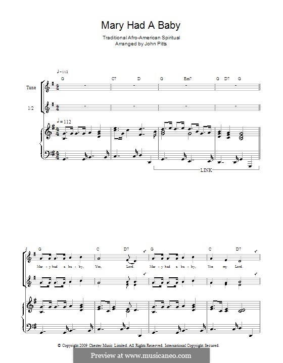 Mary Had A Baby By Folklore - Sheet Music On Musicaneo