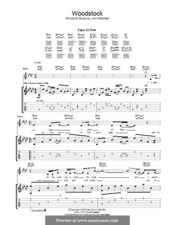 Woodstock (Eva Cassidy) by J. Mitchell - sheet music on MusicaNeo