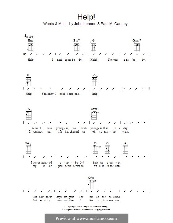 Help The Beatles By J Lennon P Mccartney Sheet Music On Musicaneo