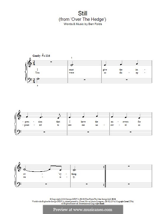 Still (from 'Over The Hedge') By B. Folds - Sheet Music On MusicaNeo