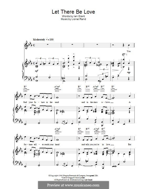 Let There Be Love Nat King Cole By L Rand Sheet Music On Musicaneo