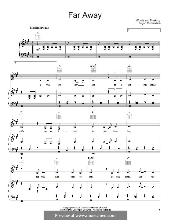 Far Away By I Michaelson Sheet Music On Musicaneo