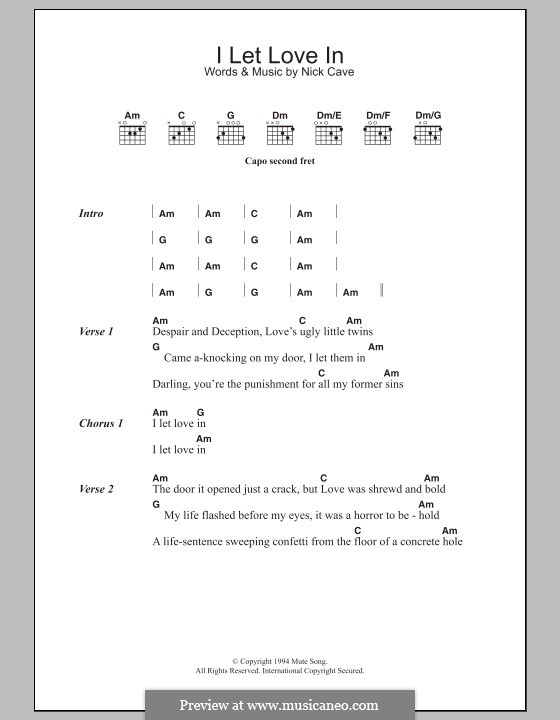 I Let Love in by N. Cave - sheet music on MusicaNeo