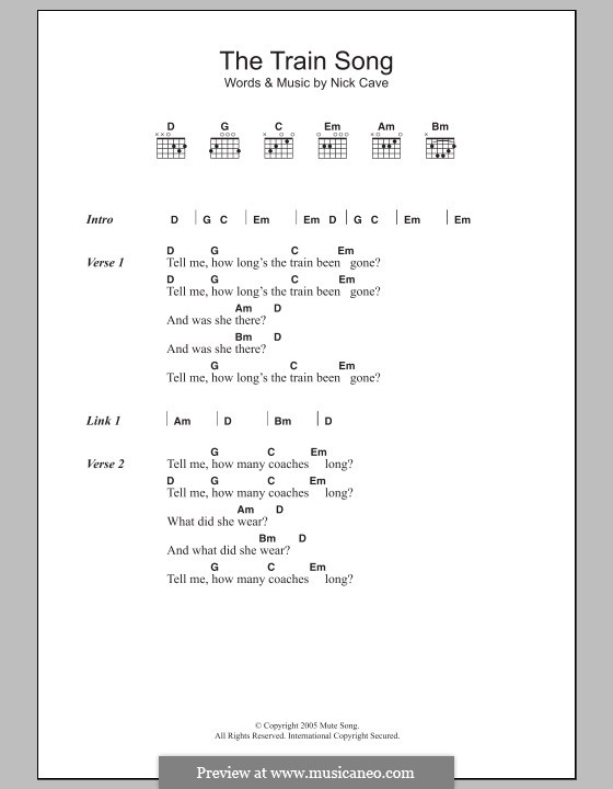 The Train Song by N. Cave - sheet music on MusicaNeo