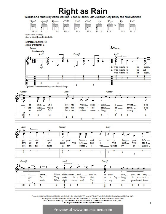 Right as Rain by Adele, J. Silverman, L. Michels - sheet music on MusicaNeo