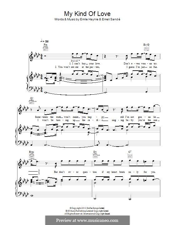 My Kind Of Love By E Sande E Haynie Sheet Music On Musicaneo