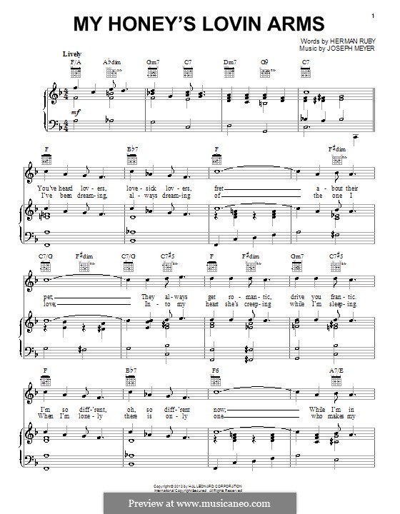 My Honey's Lovin' Arms by J. Meyer - sheet music on MusicaNeo