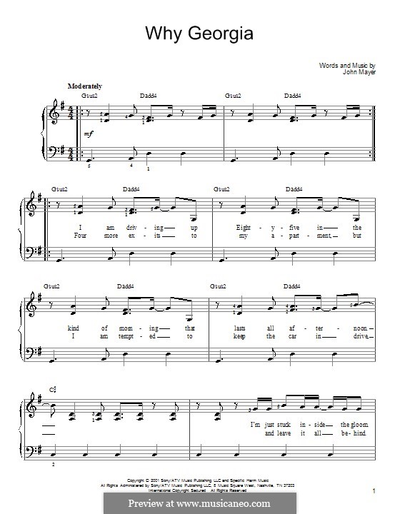 Why Georgia by J Mayer sheet music on MusicaNeo