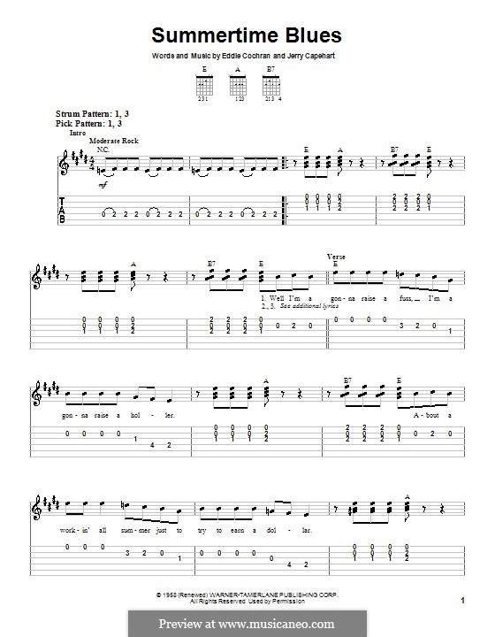 Summertime Blues by J. Capehart - sheet music on MusicaNeo