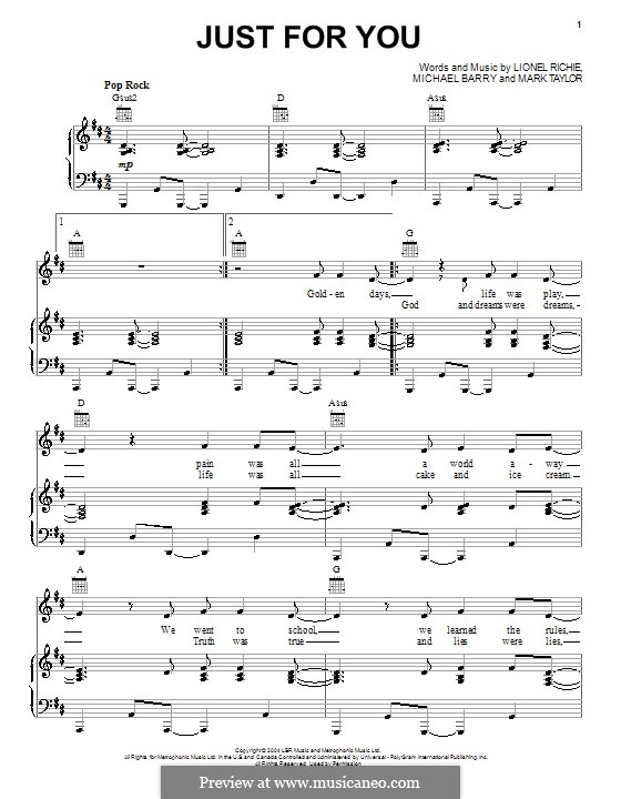 Just for You by M. Taylor, M. Barry - sheet music on MusicaNeo