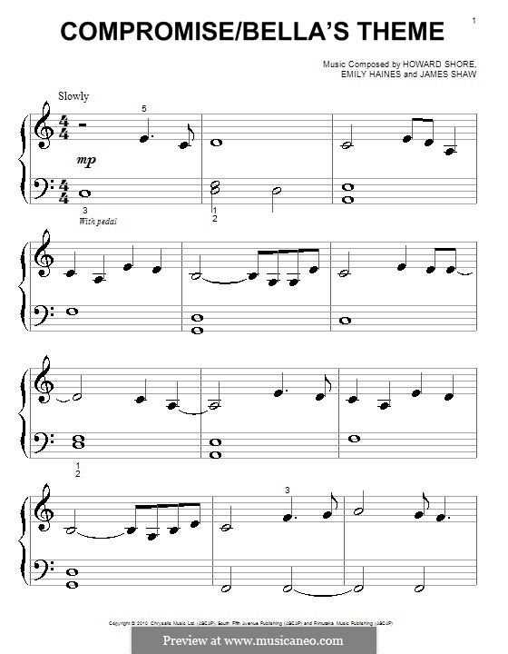 Compromise/Bella's Theme by J. Shaw - sheet music on MusicaNeo