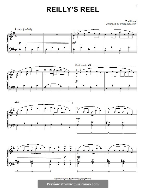 Reilly's Reel by folklore - sheet music on MusicaNeo