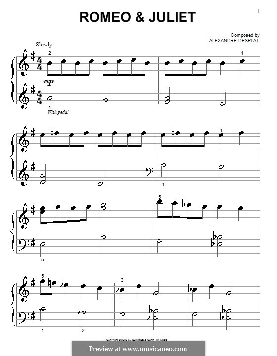 Romeo and Juliet by A. Desplat - sheet music on MusicaNeo