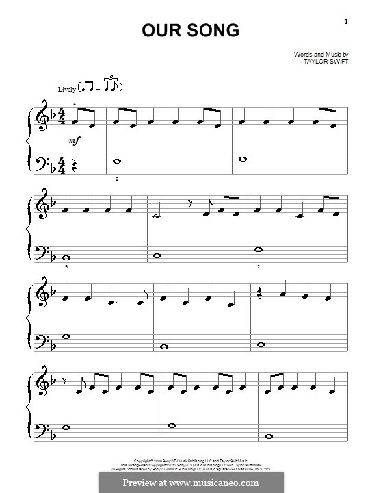 Our Song by T. Swift - sheet music on MusicaNeo