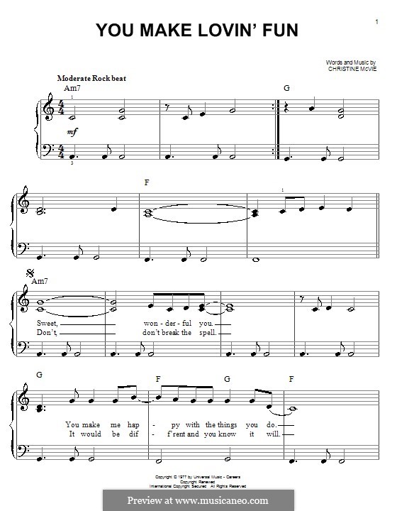 You Make Loving Fun (Fleetwood Mac) by C. McVie - sheet music on MusicaNeo