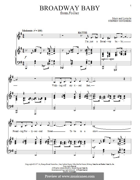 Broadway Baby by S. Sondheim - sheet music on MusicaNeo