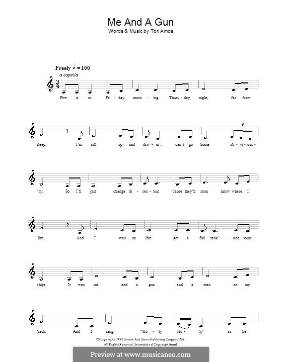 Me and a Gun by T. Amos - sheet music on MusicaNeo