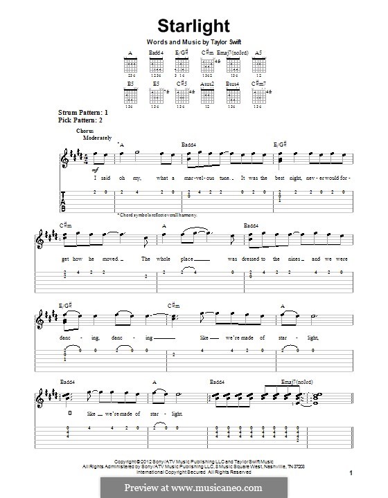 Starlight By T Swift Sheet Music On Musicaneo